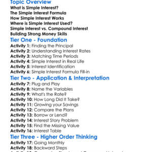 Simple Interest Worksheet Activity Booklet