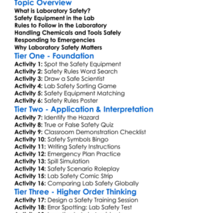 Simple Laboratory Safety Worksheet Activity Booklet