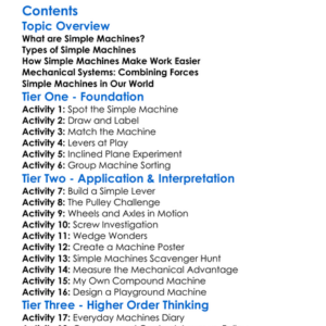 Simple Machines And Mechanical Systems Worksheet Activity Booklet