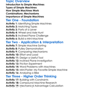 Simple Machines And Mechanisms Worksheet Activity Booklet