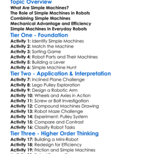 Simple Machines In Robotics Worksheet Activity Booklet