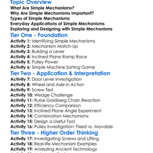 Simple Mechanisms Worksheet Activity Booklet
