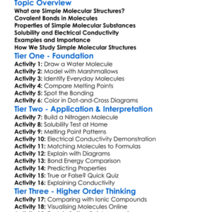 Simple Molecular Structures Worksheet Activity Booklet