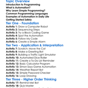 Simple Programming For Automation Worksheet Activity Booklet