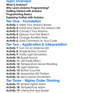 Simple Programming With Arduino Worksheet Activity Booklet