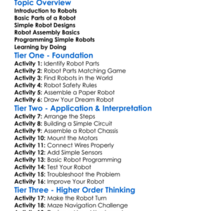 Simple Robot Assembly Worksheet Activity Booklet