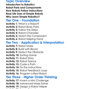 Simple Robotics Worksheet Activity Booklet