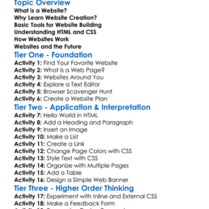 Simple Website Creation Worksheet Activity Booklet
