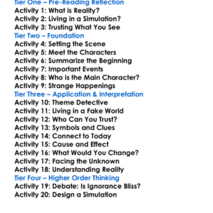 Simulacron-3 Daniel F Galouye Worksheet Activity Booklet