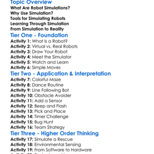 Simulating Robots In Software Worksheet Activity Booklet