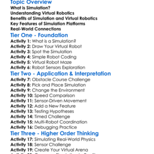 Simulation And Virtual Robotics Worksheet Activity Booklet
