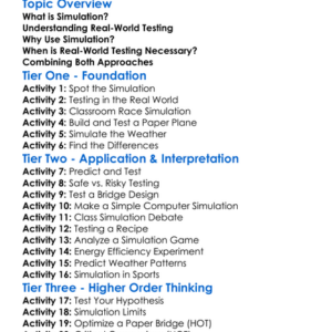 Simulation Vs Real-World Testing Worksheet Activity Booklet
