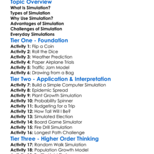 Simulation Worksheet Activity Booklet