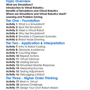 Simulations And Virtual Robotics Worksheet Activity Booklet