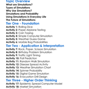 Simulations Worksheet Activity Booklet