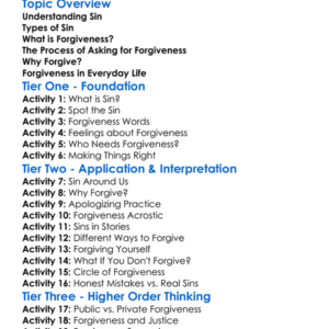 Sin And Forgiveness Worksheet Activity Booklet