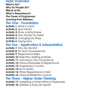 Sin And Repentance Worksheet Activity Booklet