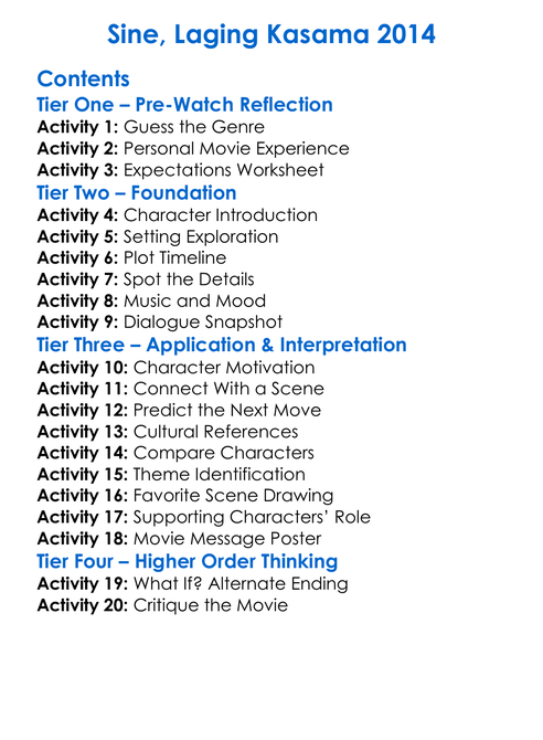 Sine Laging Kasama 2014 Worksheet Activity Booklet