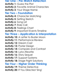 Sing Worksheet Activity Booklet