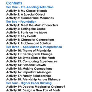 Sisterhood Of The Traveling Pants Ann Brashares Worksheet Activity Booklet