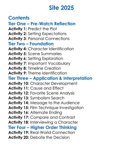 Site 2025 Worksheet Activity Booklet