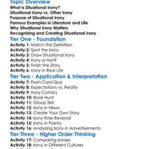 Situational Irony Worksheet Activity Booklet