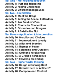 Six Of Crows Leigh Bardugo Worksheet Activity Booklet