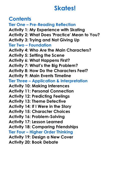 Skates Worksheet Activity Booklet