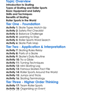 Skating And Roller Sports Worksheet Activity Booklet