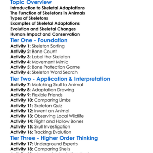 Skeletal Adaptations In Animals Worksheet Activity Booklet
