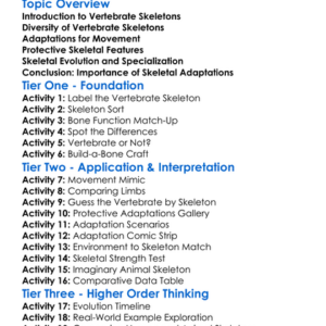Skeletal Adaptations In Vertebrates Worksheet Activity Booklet