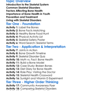 Skeletal Disorders And Bone Health Worksheet Activity Booklet