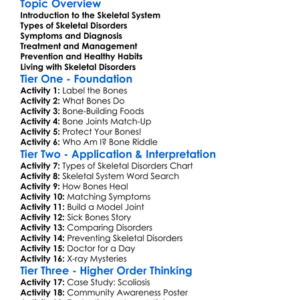Skeletal Disorders Worksheet Activity Booklet