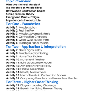 Skeletal Muscle Contraction Worksheet Activity Booklet