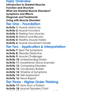 Skeletal Muscle Disorders Worksheet Activity Booklet