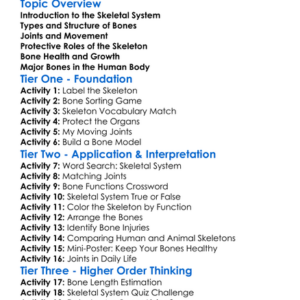 Skeletal System Anatomy Worksheet Activity Booklet