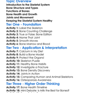 Skeletal System And Bone Health Worksheet Activity Booklet