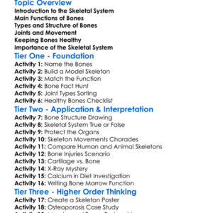 Skeletal System And Bone Structure Worksheet Activity Booklet