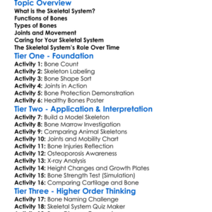 Skeletal System And Bones Worksheet Activity Booklet