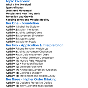 Skeleton And Movement Worksheet Activity Booklet