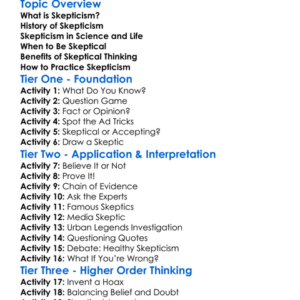 Skepticism Worksheet Activity Booklet