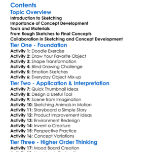 Sketching And Concept Development Worksheet Activity Booklet