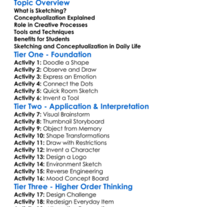 Sketching And Conceptualization Worksheet Activity Booklet