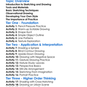 Sketching And Drawing Techniques Worksheet Activity Booklet