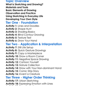 Sketching And Drawing Worksheet Activity Booklet