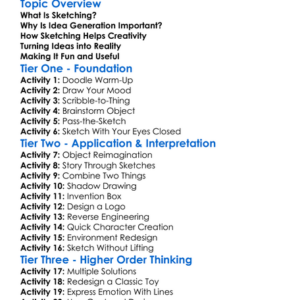 Sketching And Idea Generation Worksheet Activity Booklet