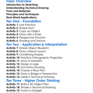 Sketching And Technical Drawing Worksheet Activity Booklet