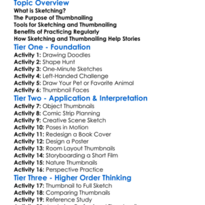 Sketching And Thumbnailing Worksheet Activity Booklet