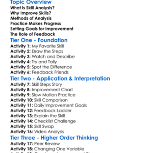 Skill Analysis And Improvement Worksheet Activity Booklet