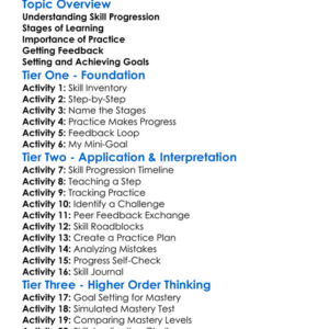 Skill Progression And Mastery Worksheet Activity Booklet
